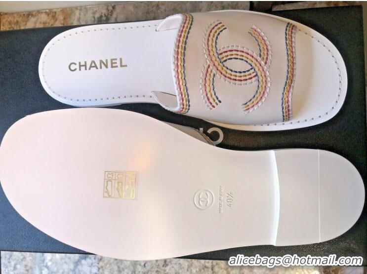 ​Top Quality Chanel  Leather CC Logo Slides/Mules CH8741 White