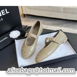 Unique Style Chanel Lambskin Mary Janes G45503 Beige 041716