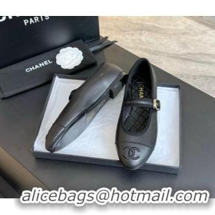 Best Grade Chanel Lambskin Mary Janes G45503 Black 041718