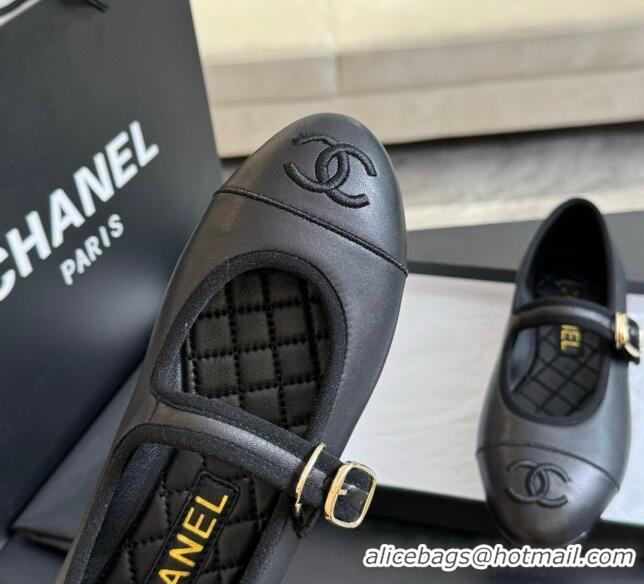 Best Grade Chanel Lambskin Mary Janes G45503 Black 041718