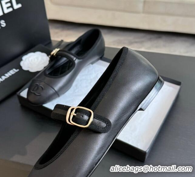 Best Grade Chanel Lambskin Mary Janes G45503 Black 041718