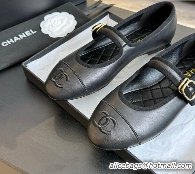 Best Grade Chanel Lambskin Mary Janes G45503 Black 041718