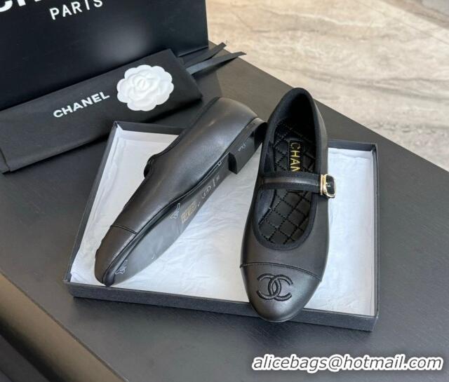 Best Grade Chanel Lambskin Mary Janes G45503 Black 041718