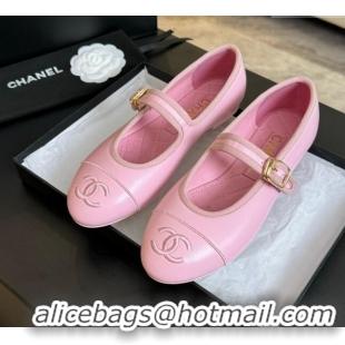 Best Product Chanel Lambskin Mary Janes G45503 Pink 041719