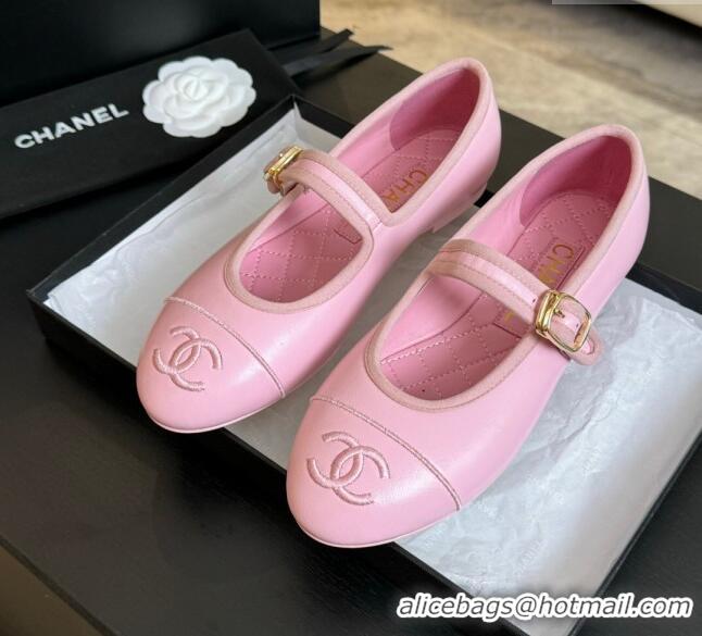 Best Product Chanel Lambskin Mary Janes G45503 Pink 041719