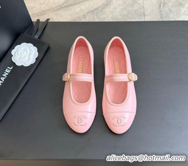 Best Product Chanel Lambskin Mary Janes G45503 Pink 041719