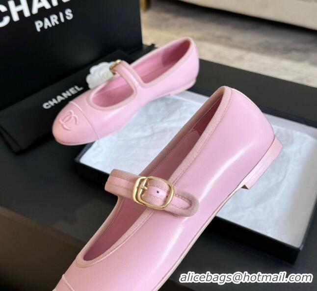 Best Product Chanel Lambskin Mary Janes G45503 Pink 041719