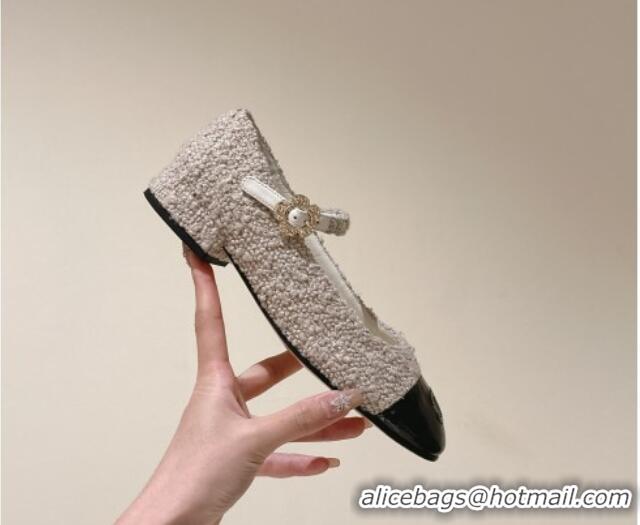 Low Price Chanel Tweed & Leather Mary Janes Beige 041810