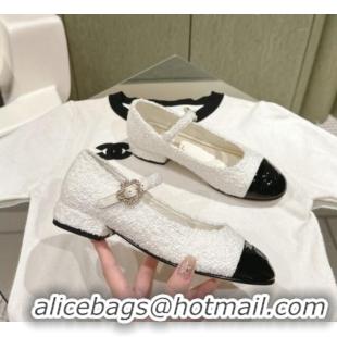 Grade Quality Chanel Tweed & Leather Mary Janes White 041811