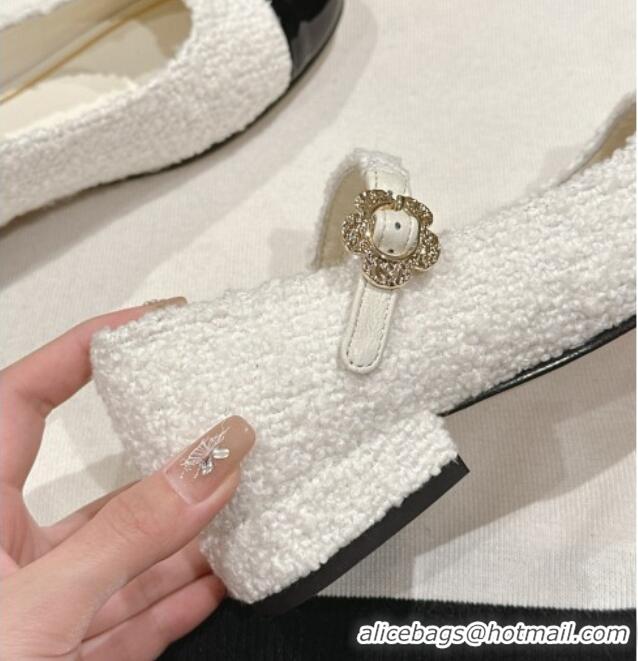 Grade Quality Chanel Tweed & Leather Mary Janes White 041811