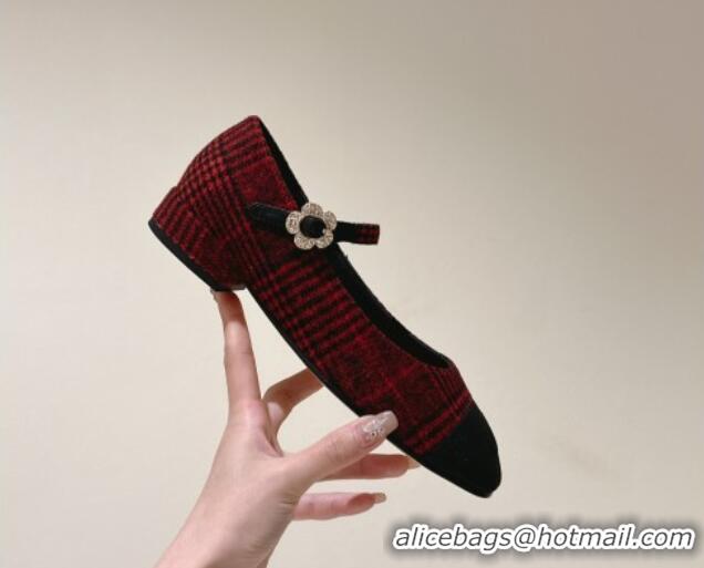 Good Looking Chanel Fabric Mary Janes Red/Black 041812