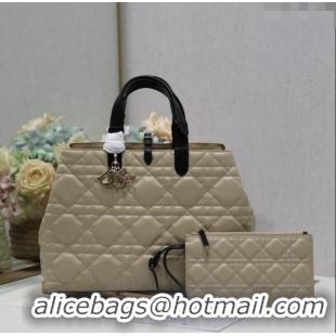 Famous Brand Dior Large Toujours Tote bag in Macrocannage Calfskin CD2069 Beige/Black 2024