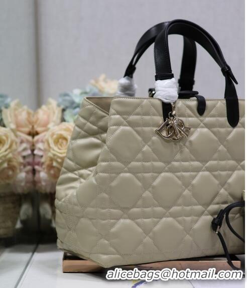 Famous Brand Dior Large Toujours Tote bag in Macrocannage Calfskin CD2069 Beige/Black 2024