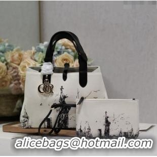 Grade Design Dior Medium Toujours Tote bag in Printed Canvas CD2072 White/Black 2024