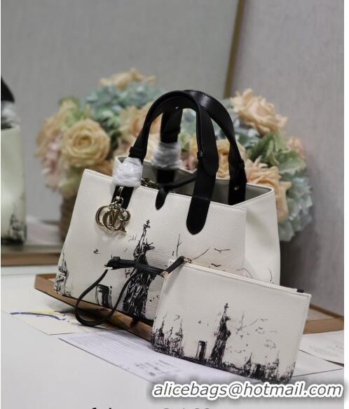 Grade Design Dior Medium Toujours Tote bag in Printed Canvas CD2072 White/Black 2024