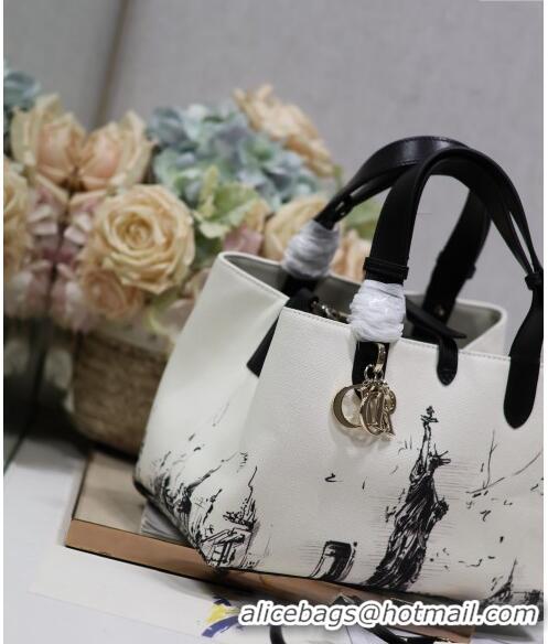 Grade Design Dior Medium Toujours Tote bag in Printed Canvas CD2072 White/Black 2024