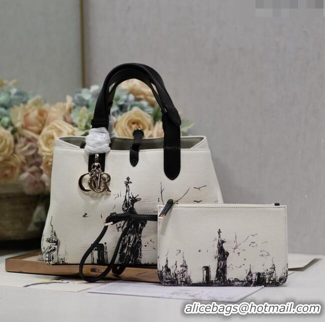 Grade Design Dior Medium Toujours Tote bag in Printed Canvas CD2072 White/Black 2024