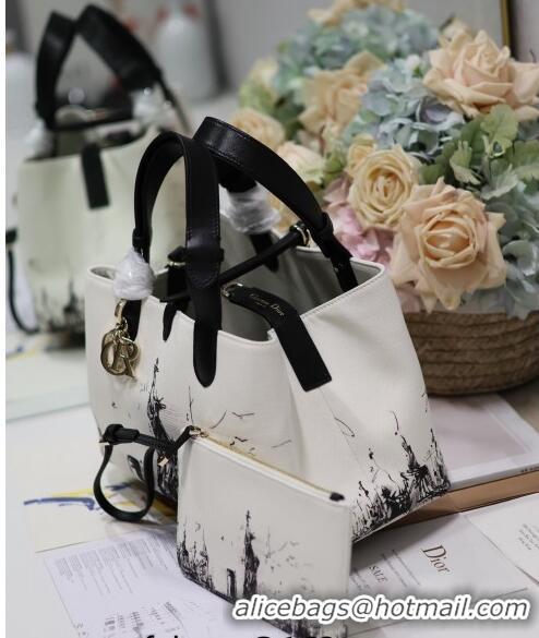 Grade Design Dior Medium Toujours Tote bag in Printed Canvas CD2072 White/Black 2024