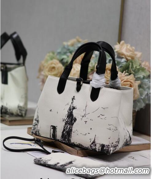 Grade Design Dior Medium Toujours Tote bag in Printed Canvas CD2072 White/Black 2024