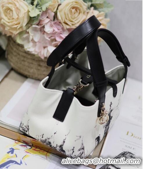 Promotional Dior Small Toujours Tote bag in Printed Canvas CD2072 White/Black 2024