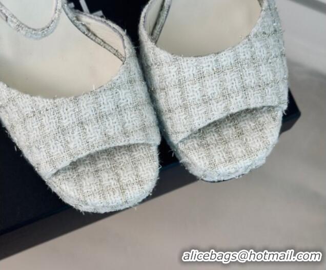 Good Product Chanel Tweed Platform Sandals with 12cm Heel Beige 042209