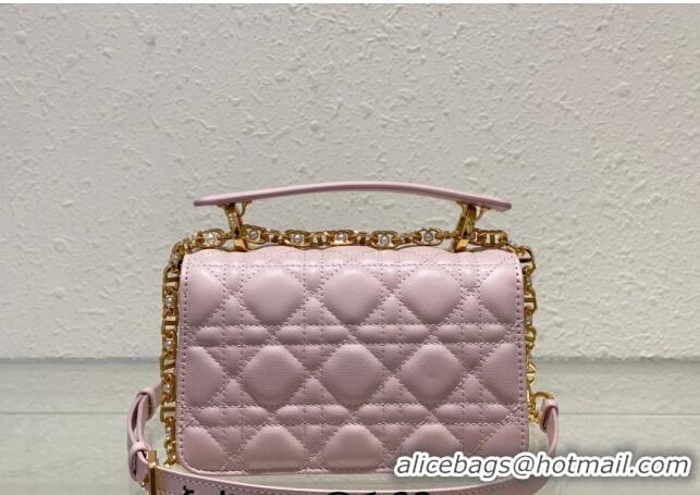 New Style Dior Mini Jolie Top Handle Bag in Cannage Calfskin CD5054 Pink 2024