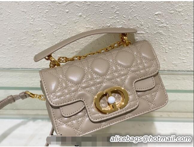 Top Grade Dior Mini Jolie Top Handle Bag in Cannage Calfskin CD5054 Grey 2024