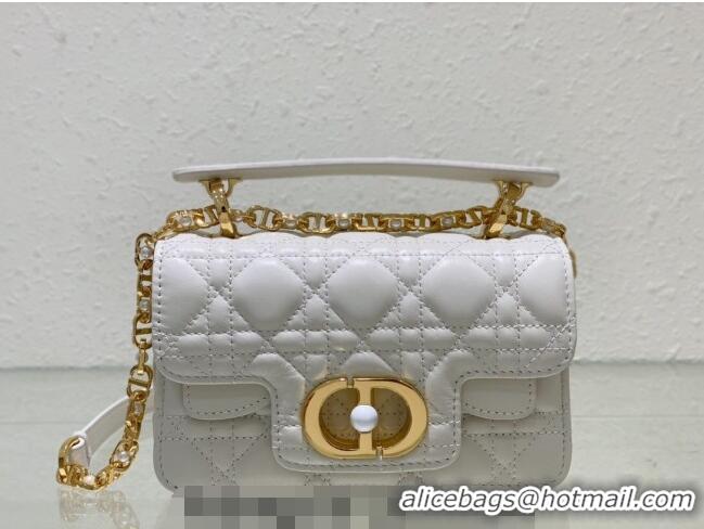 Good Taste Dior Mini Jolie Top Handle Bag in Cannage Calfskin CD5054 White 2024