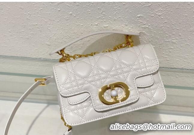 Good Taste Dior Mini Jolie Top Handle Bag in Cannage Calfskin CD5054 White 2024