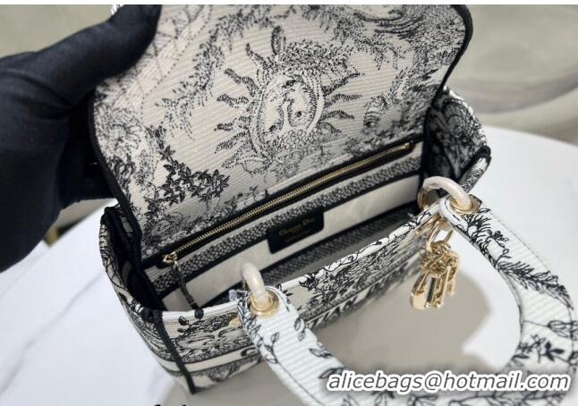 Best Price Dior Medium Lady D-Joy Bag in Toile de Jouy Soleil Embroidery CD5064 White/Black 2024