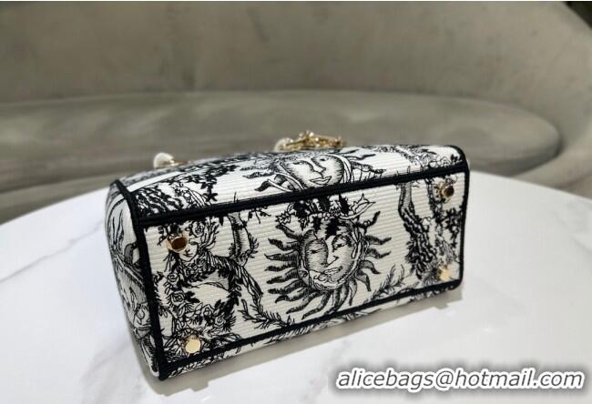 Best Price Dior Medium Lady D-Joy Bag in Toile de Jouy Soleil Embroidery CD5064 White/Black 2024