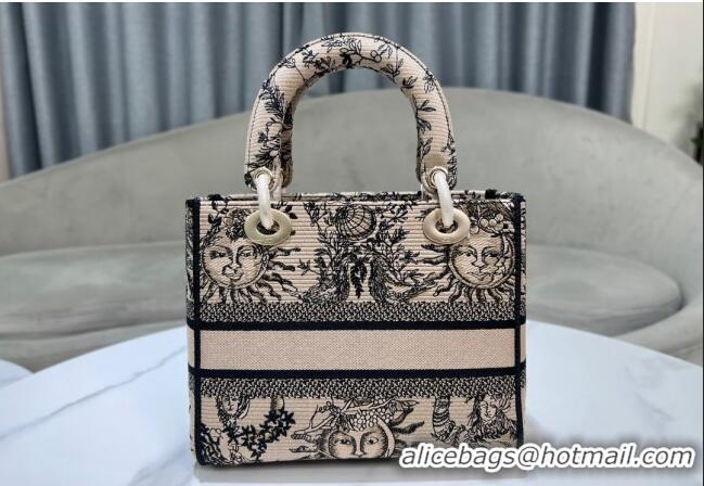 Promotional Dior Medium Lady D-Joy Bag in Toile de Jouy Soleil Embroidery CD5064 Beige/Black 2024