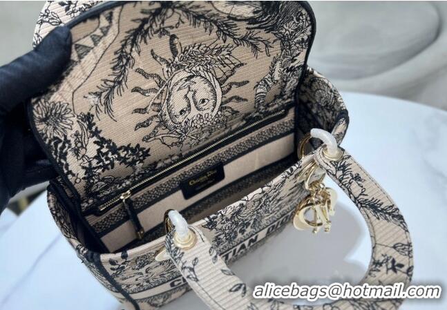 Promotional Dior Medium Lady D-Joy Bag in Toile de Jouy Soleil Embroidery CD5064 Beige/Black 2024