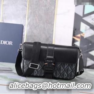 Top Design Dior Men's Hit the Road Bag with Strap in CD Diamond Canvas and Calfskin CD5066 Black 2024