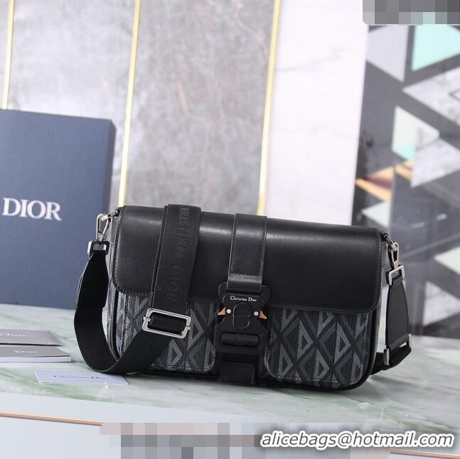 Top Design Dior Men's Hit the Road Bag with Strap in CD Diamond Canvas and Calfskin CD5066 Black 2024