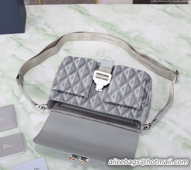 New Fashion Dior Men's Hit the Road Bag with Strap in CD Diamond Canvas and Calfskin CD5066 Light Grey 2024