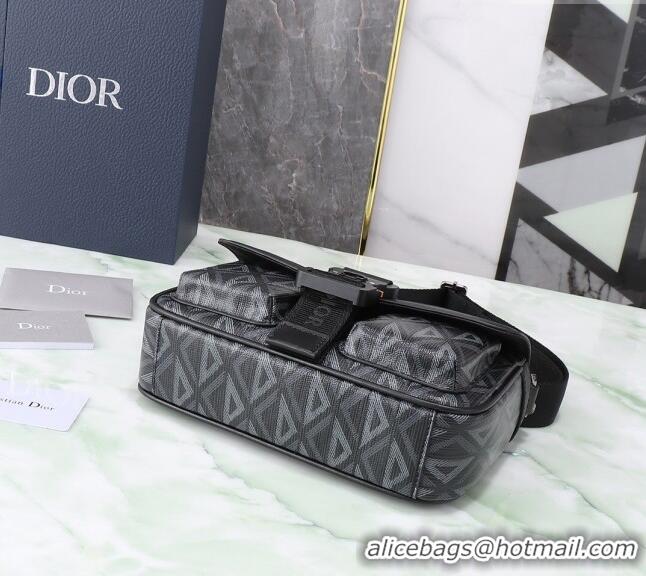 Top Design Dior Men's Hit the Road Bag with Strap in CD Diamond Canvas CD5075 Black 2024