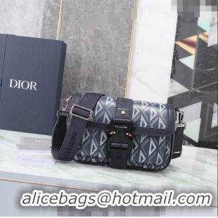 Luxury Cheap Dior Men's Hit the Road Bag with Strap in CD Diamond Canvas CD5075 Blue 2024