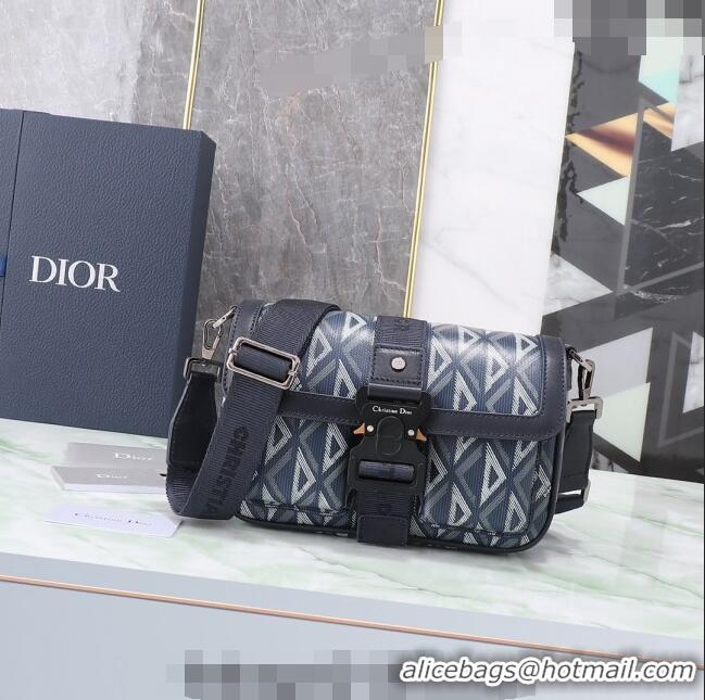 Luxury Cheap Dior Men's Hit the Road Bag with Strap in CD Diamond Canvas CD5075 Blue 2024