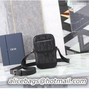 Top Quality Dior Men's Hit the Road Mini Crossbody Bag in CD Diamond Canvas CD5076 Black 2024