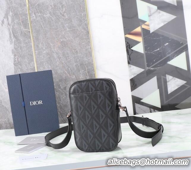 Top Quality Dior Men's Hit the Road Mini Crossbody Bag in CD Diamond Canvas CD5076 Black 2024