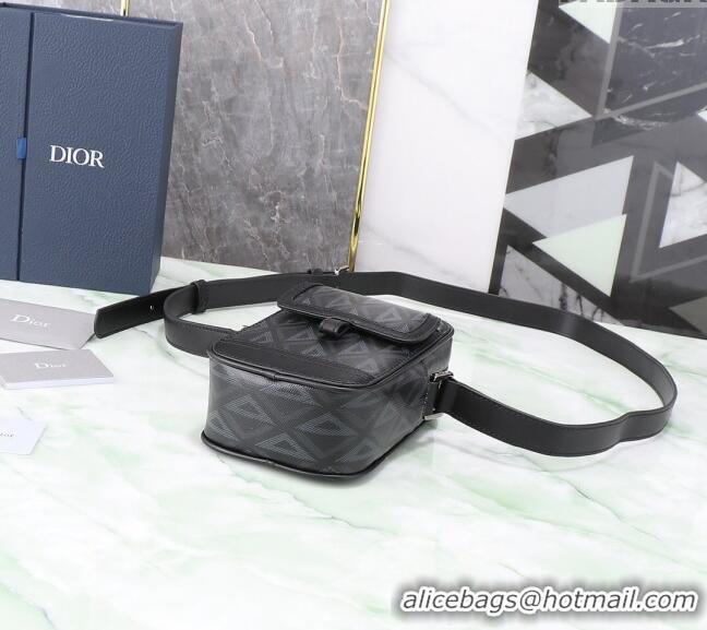 Top Quality Dior Men's Hit the Road Mini Crossbody Bag in CD Diamond Canvas CD5076 Black 2024