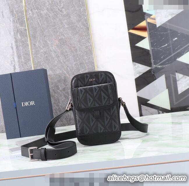 Top Quality Dior Men's Hit the Road Mini Crossbody Bag in CD Diamond Canvas CD5076 Black 2024