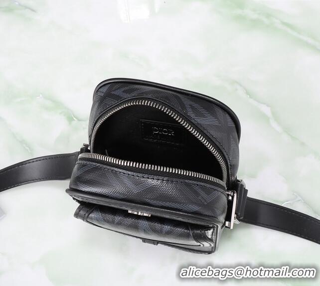 Top Quality Dior Men's Hit the Road Mini Crossbody Bag in CD Diamond Canvas CD5076 Black 2024