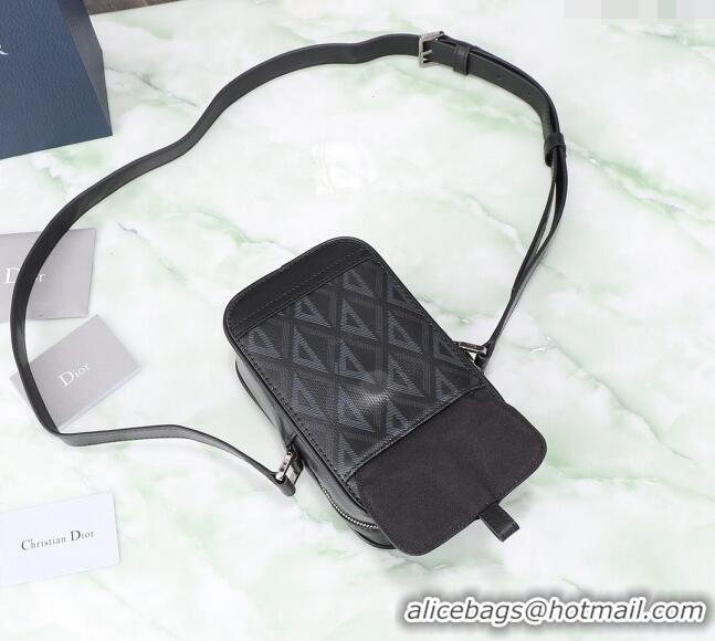 Top Quality Dior Men's Hit the Road Mini Crossbody Bag in CD Diamond Canvas CD5076 Black 2024