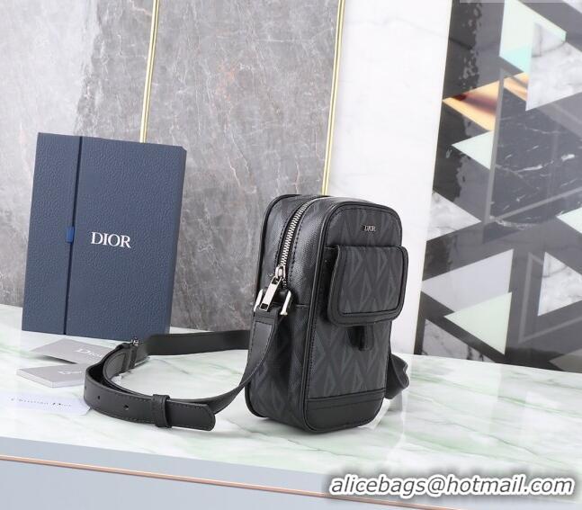 Top Quality Dior Men's Hit the Road Mini Crossbody Bag in CD Diamond Canvas CD5076 Black 2024