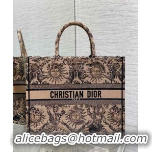 Super Quality Dior Large Book Tote Bag Bag in Toile de Jouy Soleil Embroidery CD5083 Beige/Black 2024