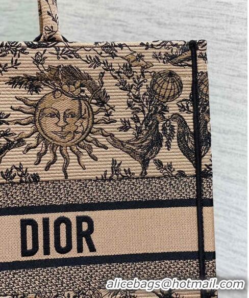 Super Quality Dior Large Book Tote Bag Bag in Toile de Jouy Soleil Embroidery CD5083 Beige/Black 2024