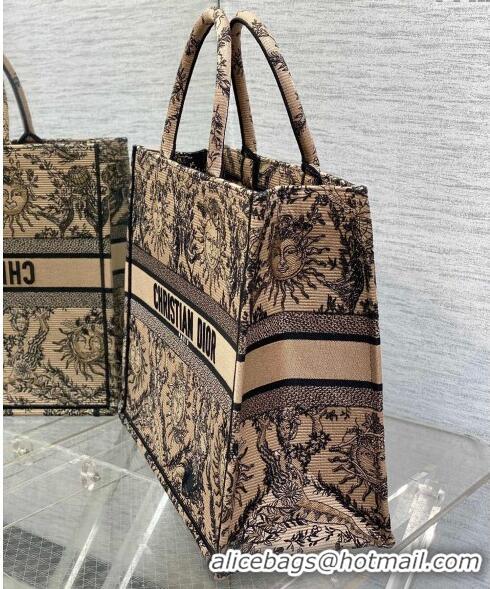 Super Quality Dior Large Book Tote Bag Bag in Toile de Jouy Soleil Embroidery CD5083 Beige/Black 2024