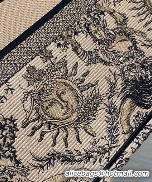 Super Quality Dior Large Book Tote Bag Bag in Toile de Jouy Soleil Embroidery CD5083 Beige/Black 2024